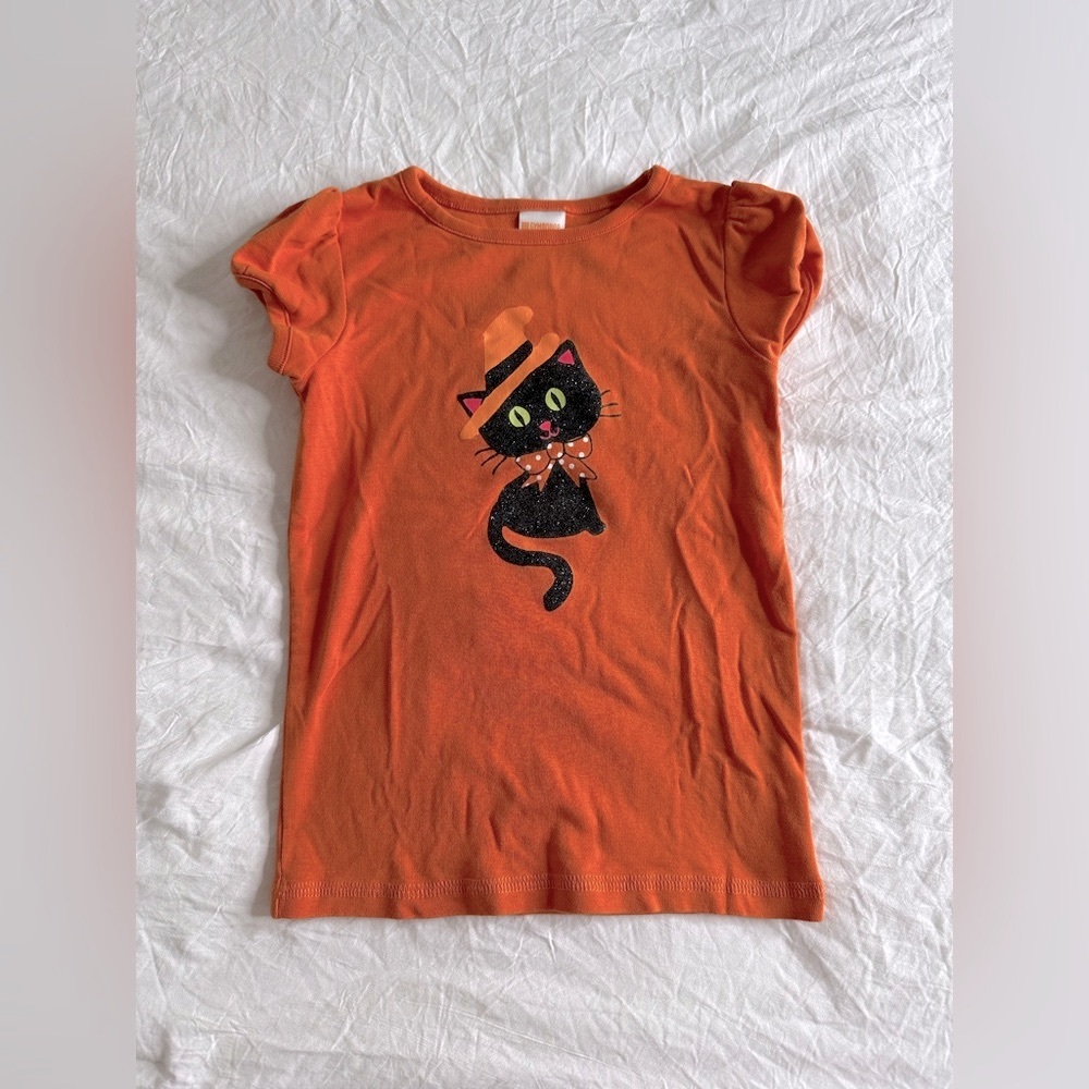 Gymboree Orange T-shirt with black cat size 4T